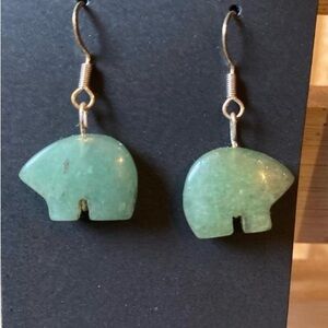 Green Jade Earrings with Sterling Silver Hooks
